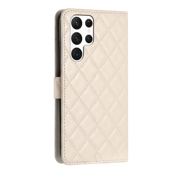 Funksjonelt rombe lommebokdeksel for Samsung Galaxy S22 Ultra - Hvit White