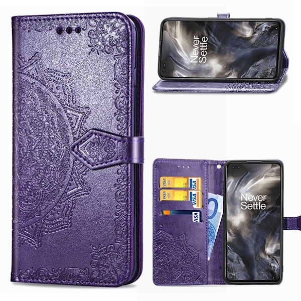 Mandala OnePlus Nord nahkakotelo - Violetti Purple
