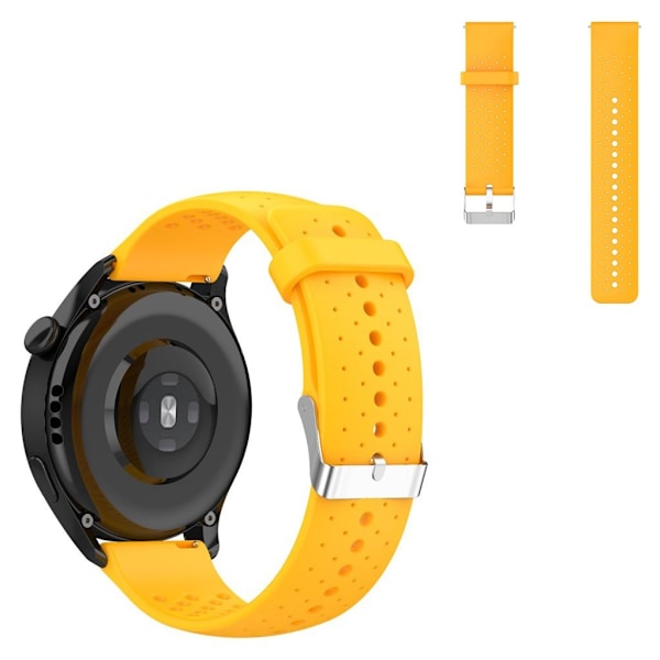 20mm Universal multi hole silikone justerbar urrem - Gul Yellow
