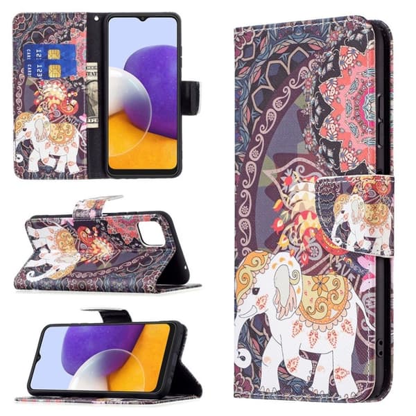 Wonderland Samsung Galaxy A22 5G Flippetui - Malanda og Elefant Multicolor