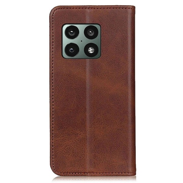 Flip Etui med Pung i ægte Læder til OnePlus 10 Pro - Kaffe Brown