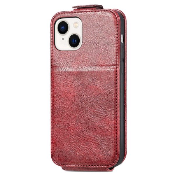 Lodret iPhone 14 Plus flip etui med lynlås - Rød Red