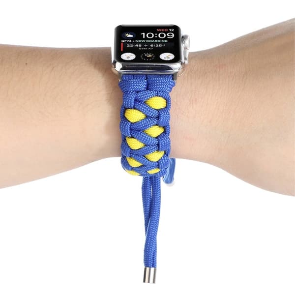 Apple Watch (45 mm) unikt klockarmband i nylon - Blå / Gul Blå