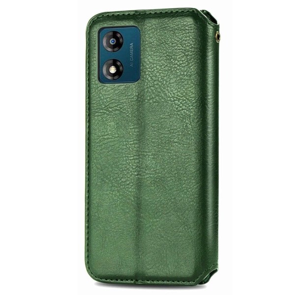 Läder Motorola Moto E13 fodral med romb-design - Grön Grön