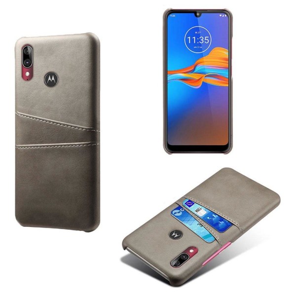 Motorola Moto E6 Plus skal med korthållare - Silver/Grå Silvergrå