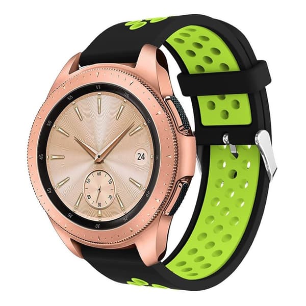 Samsung Galaxy Watch (42mm) erstatnings urrem i blødt silikone med flere farver - Sort/Grøn Multicolor