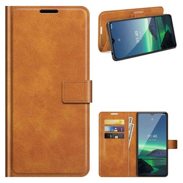 Wallet-style Læder Etui til Nokia 1.4 - Orange Orange