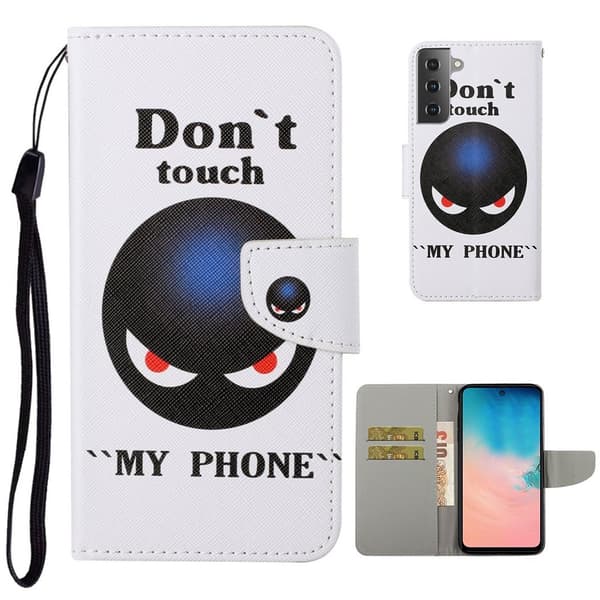Wonderland Samsung Galaxy S21 Flippetui - Don't Touch My Phone White