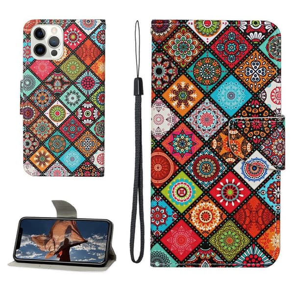 Wonderland iPhone 13 Pro Max Flippetui - Boho Mønster Multicolor