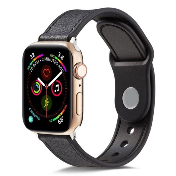 Apple Watch Series 4 44mm klockarmband i äkta läder - Svart Svart