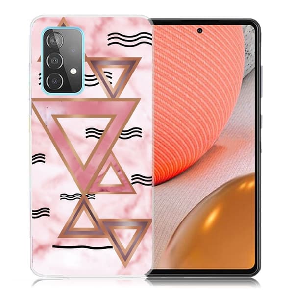 Marmormotiv Samsung Galaxy A72 5G skal - Rosa Färgade Trianglar Rosa