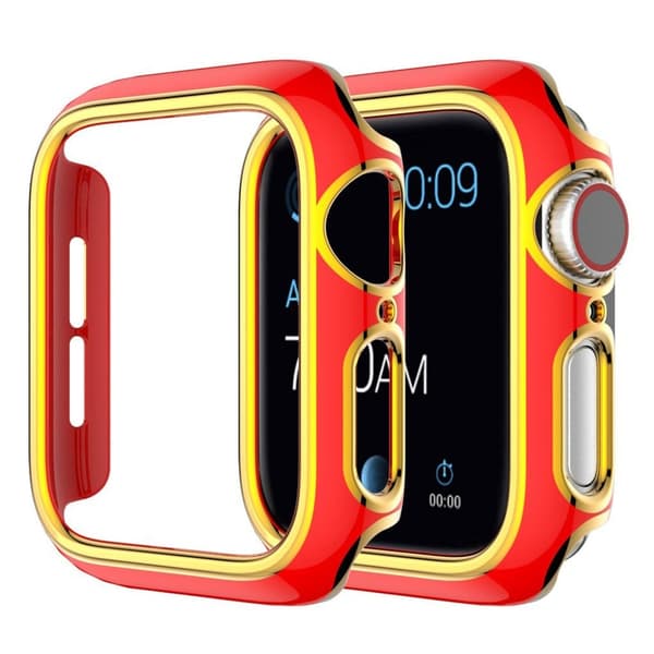 Skinnende farvepyntecover til Apple Watch Series 3/2/1 38mm - Rød / Guld Red