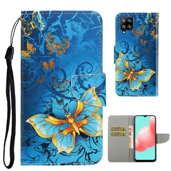 Wonderland Samsung Galaxy A22 4G Läppäkotelo - Beautiful Perhonen Multicolor
