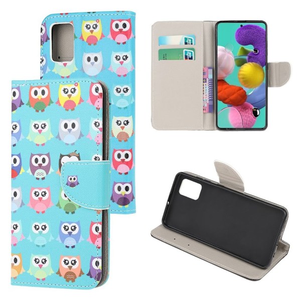Wonderland Samsung Galaxy A51 etui – Søde Ugler Multicolor