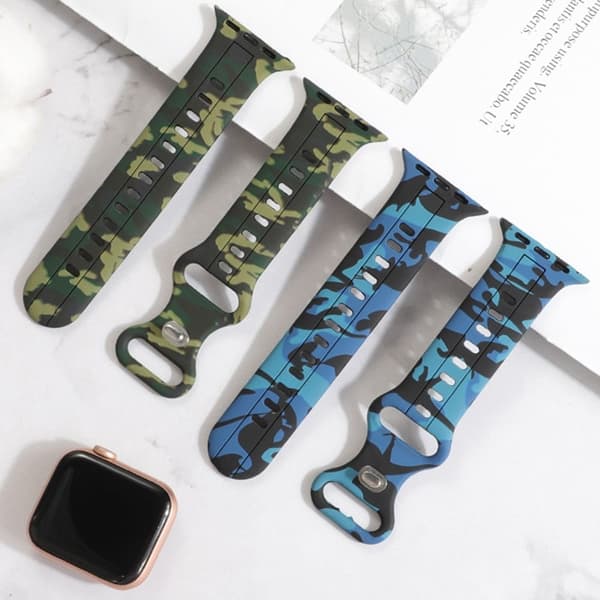Apple Watch Series 8 (45mm) / Watch Ultra kamouflagefärgad silikonrem - Khaki Brun