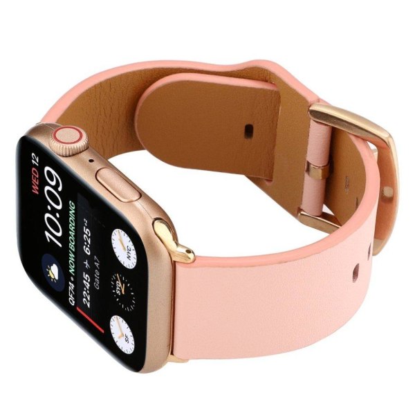 Apple Watch Series 4 44mm ægte læder Urrem - Lyserød Pink