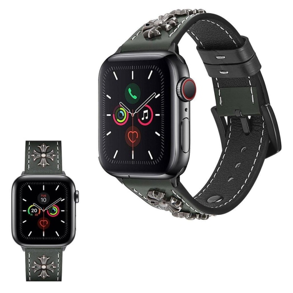 Apple Watch Series 5 / 4 40mm ægte cool cross læderarmbånd - Grøn Green