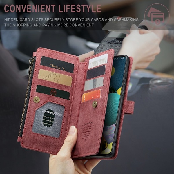 CaseMe Samsung Galaxy A51 etui med lynlås og pung - Rød Red