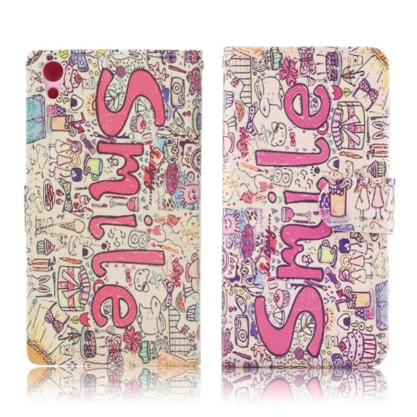 Sony Xperia XA1 Ultra Beskyttende læder etui - Smil citat Multicolor