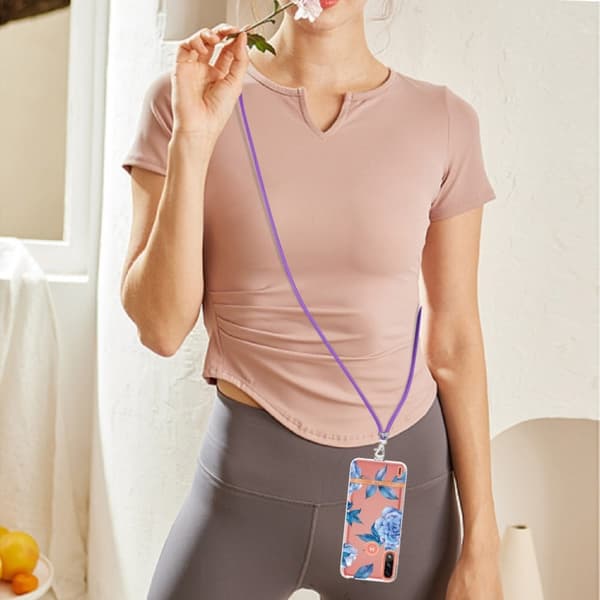 Slankt og holdbart softcover med lanyard til Motorola Moto E7i Power / E7 Power - Blå Pæon Blue