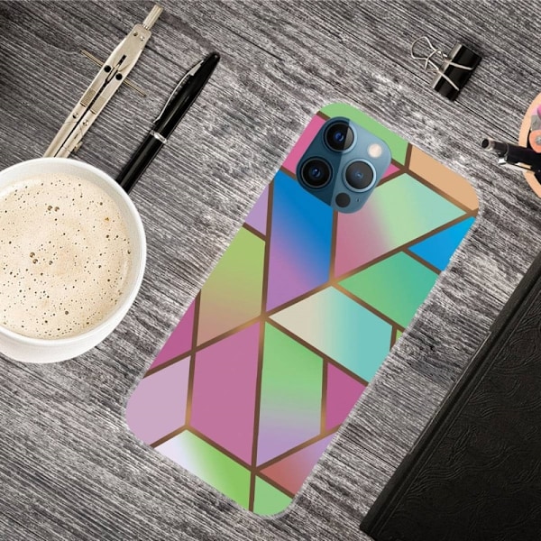 Marble design iPhone 14 Pro cover - Rose/Grøn Og Blå Gradienter Multicolor