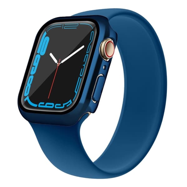 Apple Watch (45mm) electroplating cover with tempered glass - Dark Blue Blå