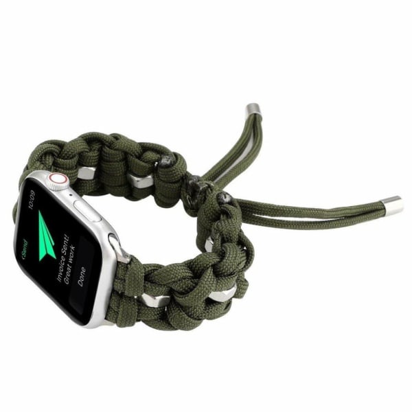 Apple Watch Series 6 / 5 44mm nylon in rostfritt stål klockarmband - army grön Grön