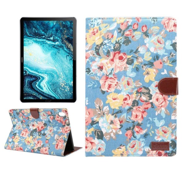 Huawei MediaPad M6 10.8 flower cloth leather case - Blue Flower Blå