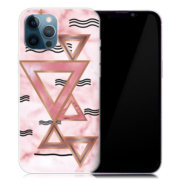 Marmormotiv iPhone 13 Pro skal - Rosa Färgade Trianglar multifärg