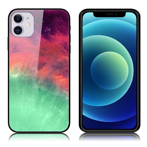 Fantasy iPhone 12 Mini skal - Färgglad Nebulosa Rosa