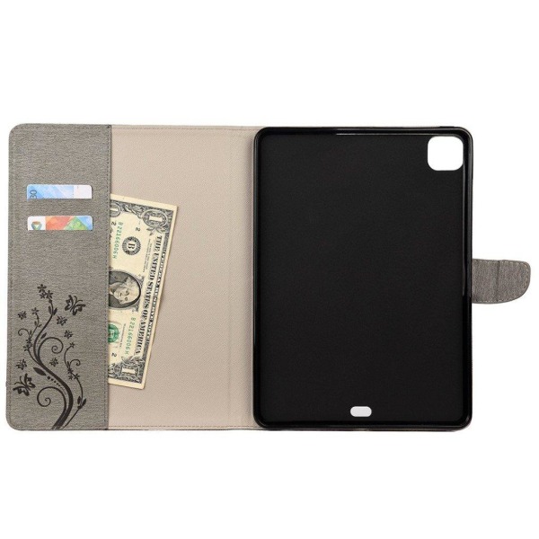iPad Pro 11 inch (2020) butterfly imprint leather flip case - Gr Silver grey