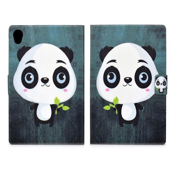 Cool Mønster Lær Etui til Lenovo Tab M10 - Søt Panda White