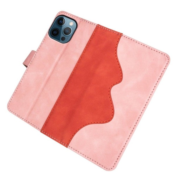 To-farvet iPhone 12 Pro Max læderetui - Pink Pink