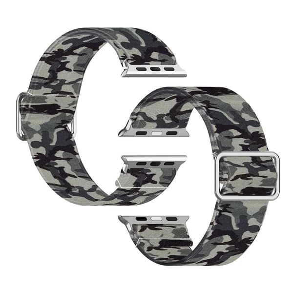 Apple Watch Series 6 / 5 44mm urrem med mønsterprint - Camouflage Grå Silver grey