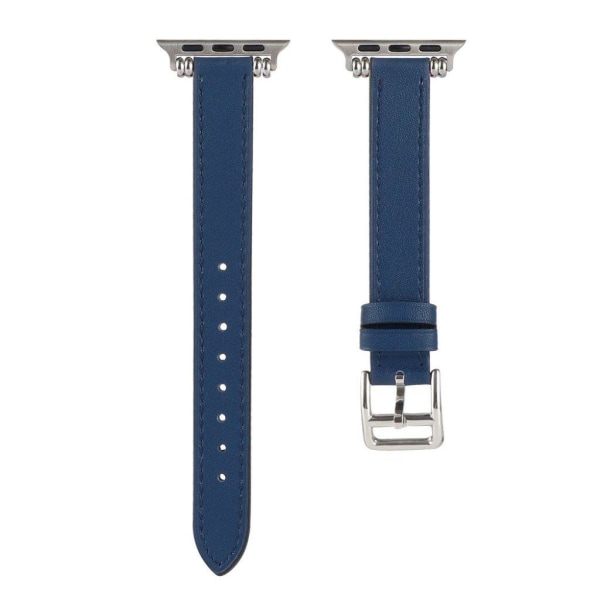 Apple Watch 42mm - 44mm urrem i ægte læder med perledekor - Midn Blue