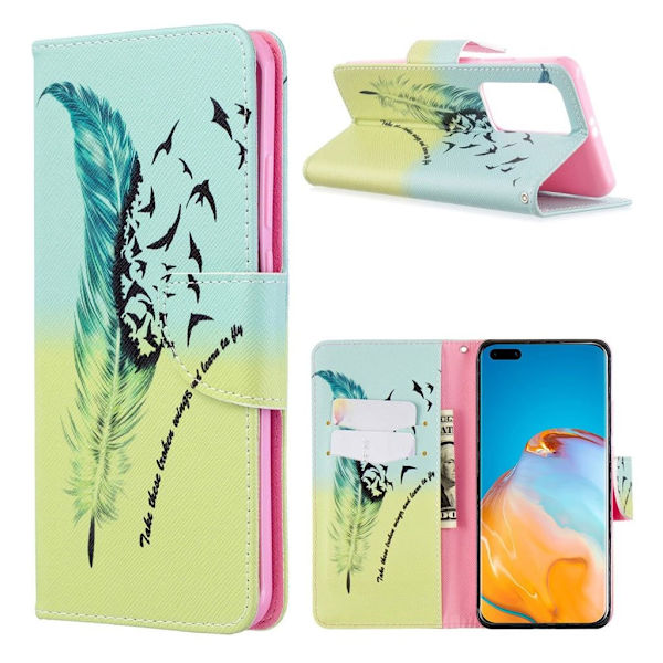 Wonderland Huawei P40 Pro flip etui - Feather Pattern Multicolor