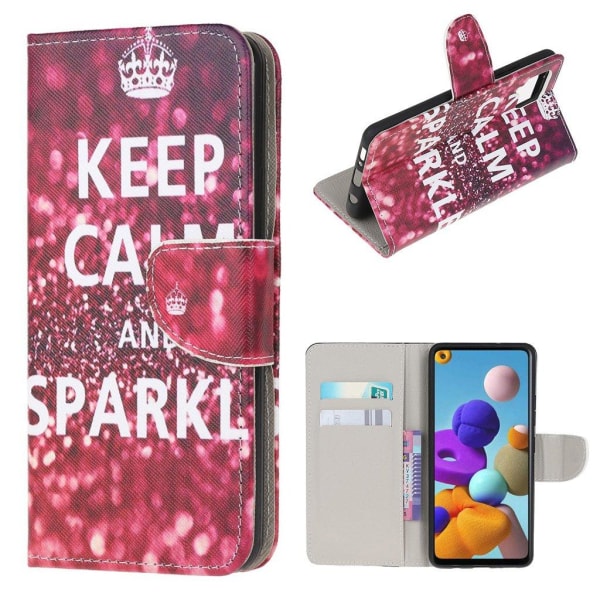 Wonderland Samsung Galaxy A22 4G flip case - Keep Calm and Spark Pink