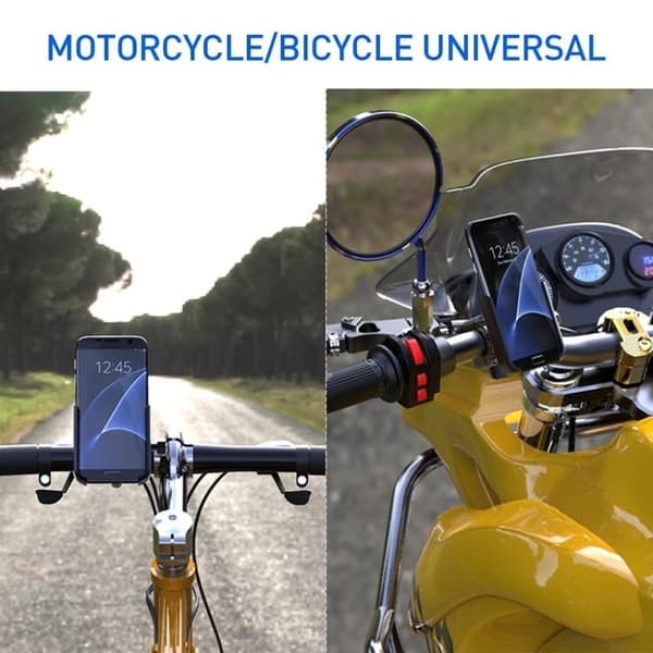 Universal motorcykelholder i aluminium til 4-6,5 tommer telefon - Sølv Silver grey