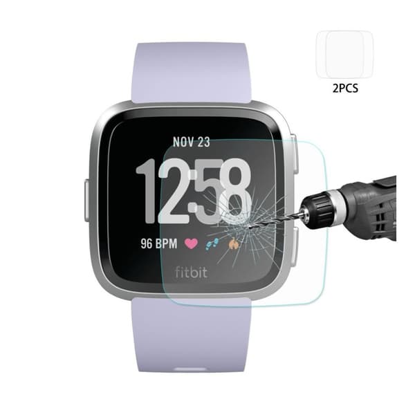 Fitbit Versa skärmskydd härdat glas träningsklocka explosionssäker smörjfri 2ST Transparent