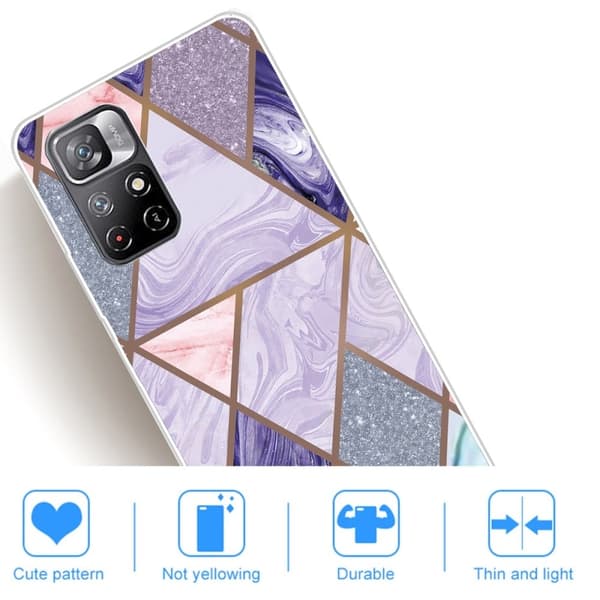 Marble Xiaomi Redmi Note 11T 5G Etui - Trekanter og Diamant Marmor Multicolor