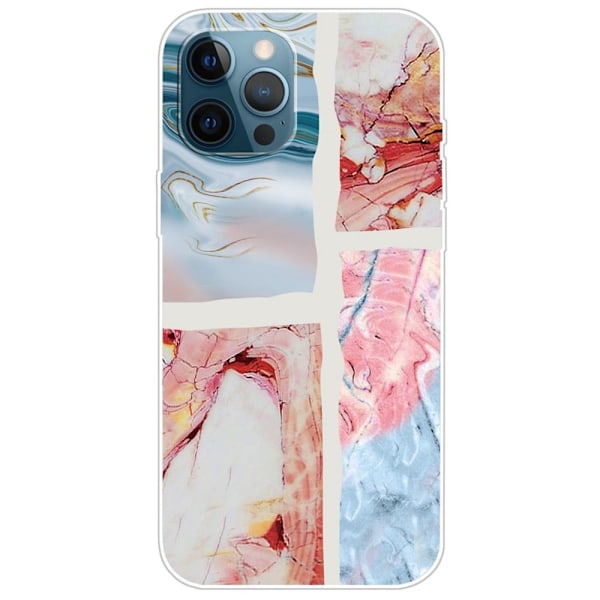 Marble design iPhone 14 Pro cover - Bølget Marmorflise Multicolor
