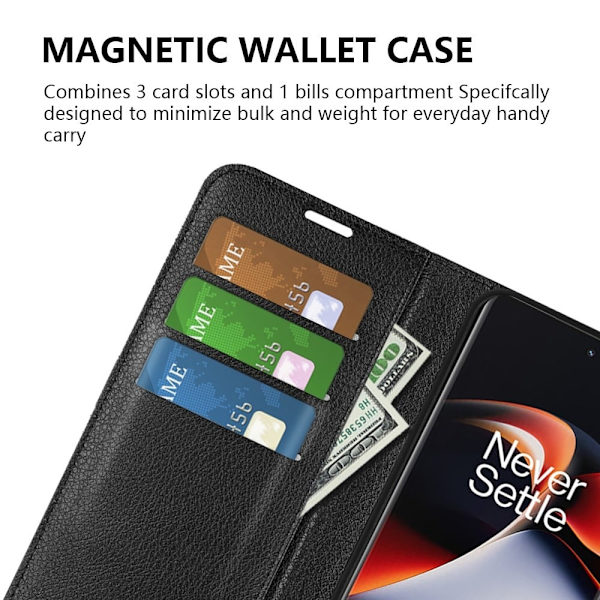 Klassisk OnePlus 11R / Ace 2 Flip Etui - Sort Black