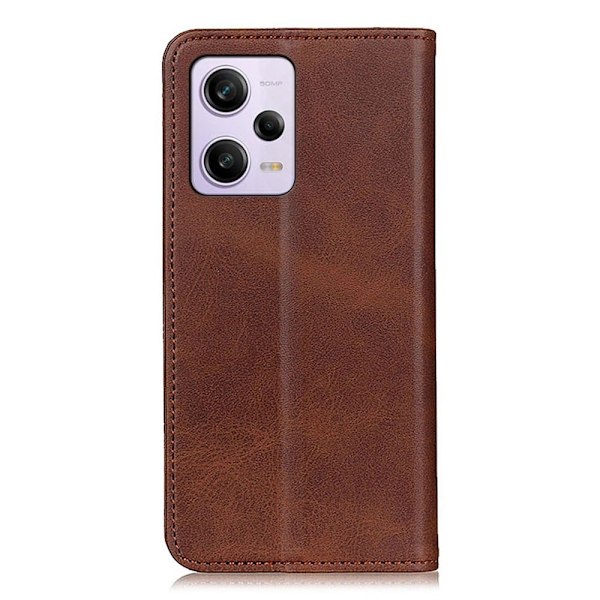 Flip Etui med Pung i Ekte Lær til Xiaomi Redmi Note 12 Pro - Kaffe Brown