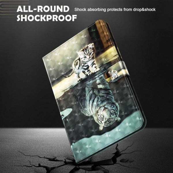 Lenovo Tab E10 pattern leather flip case - Cat and Tiger multifärg