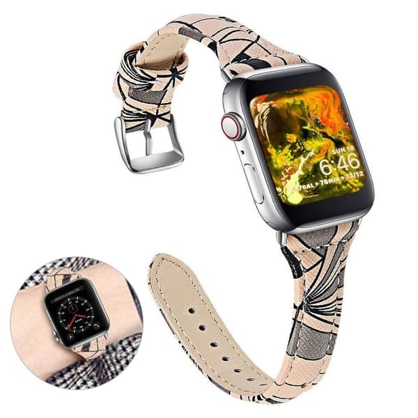 Apple Watch 42mm - 44mm geometrisk læderurrem - Aprikos / Sort Multicolor