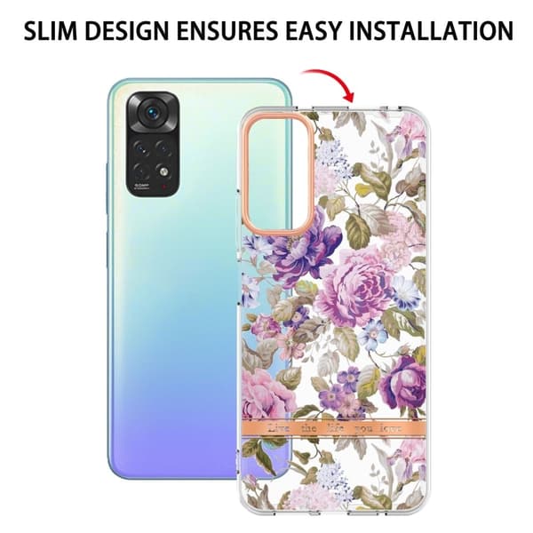 Supertunt och tåligt mjukfodral för Xiaomi Redmi Note 11S / Note 11 - Lila Pion multifärg