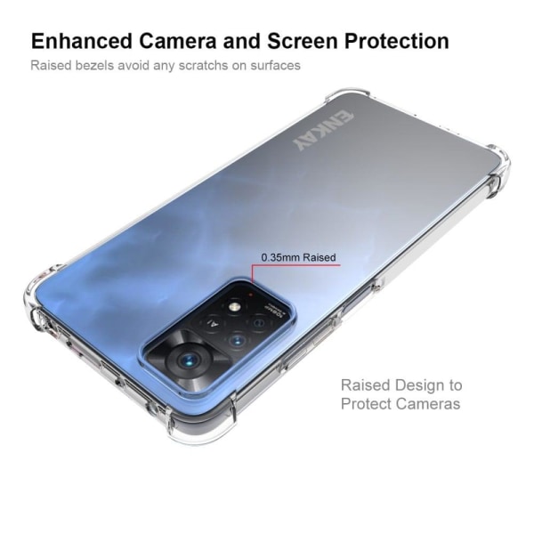 ENKAY kirkas pudotuksen kestävä kotelo Xiaomi Redmi Note 11 Pro 5G / Note 11 Pro -puhelimelle Transparent
