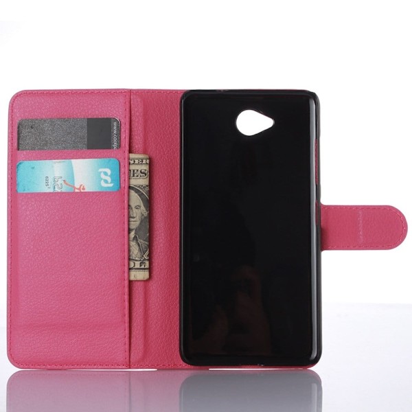 Microsoft Lumia 650 Litsi Pintainen Nahkakotelo Lompakko - Rosee Pink