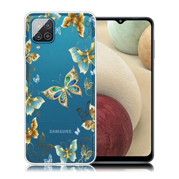 Butterfly läder Samsung Galaxy A12 5G fodral - Guld Guld