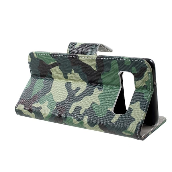 Samsung Galaxy S10 Plus risti pintainen nahkainen flip suojakotelo - Camouflage Green
